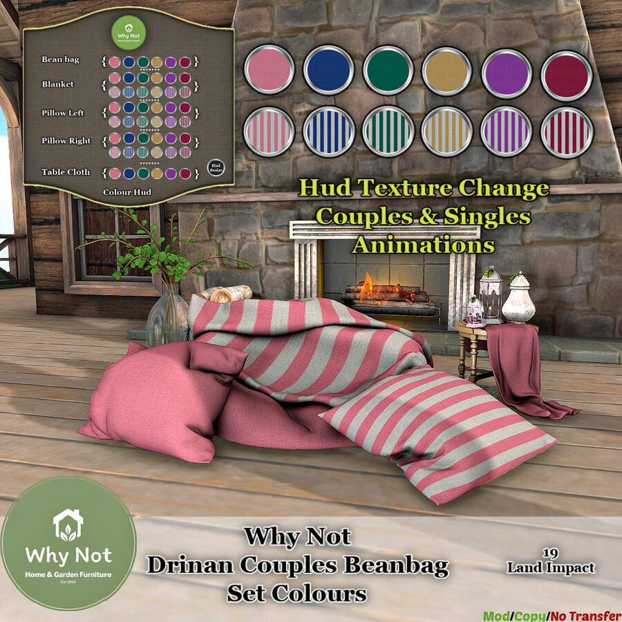 Why Not Drinan Couples Beanbag Set Pink