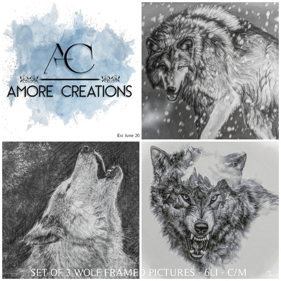 Amore Creations Set of 3 Wolfe Framed Pictures Amore Creations Set of 3 Wolfe Framed Pictures