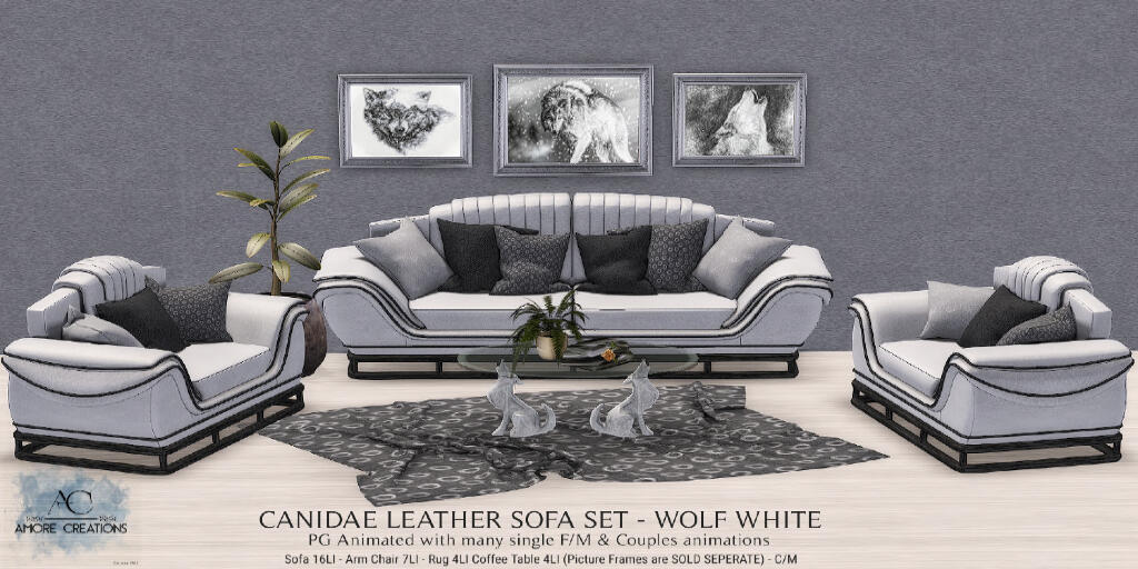 Amore Creations Canidae Leather Sofa Set
